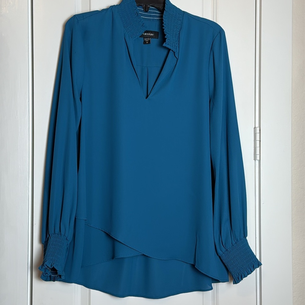 Karen Kane Teal Blue Blouse - Picture 4 of 9
